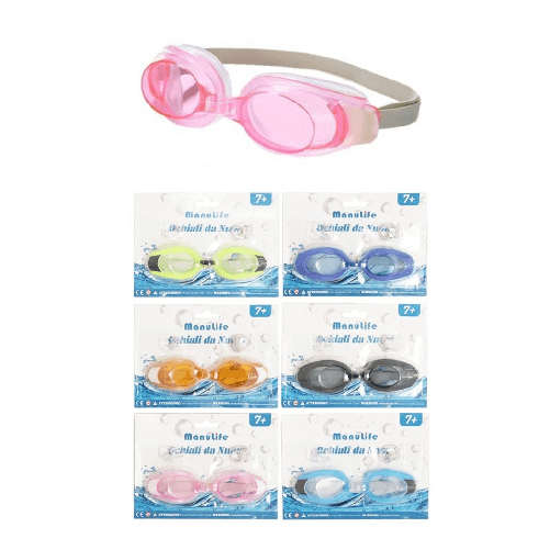 TrAdE Shop Traesio  Occhialini Nuoto Con Tappi Per Orecchie Naso Piscina Antiappannamento 6 Colori 605429 -