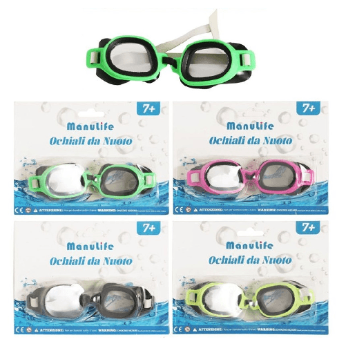 TrAdE Shop Traesio  Occhialini Da Nuoto Per Bambini Adulti Unisex Piscina Colorati 7+ Anni 16x4cm 605418 -