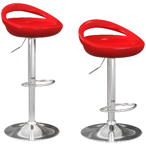 HOMCOM Set 2 Sgabelli da Bar Girevoli con Poggiapiedi, Altezza Regolabile Base in Acciaio Seduta in ABS