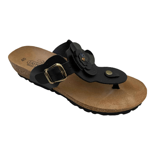 EASY WALK SCARPE CIABATTE SANDALI DONNA EASYWALK 62975 ECO PELLE NERO ORIGINALE PE
