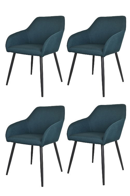 STOCK LINE Set 4 sedie sala da pranzo LIGNANO gambe in acciaio nero opaco, tessuto