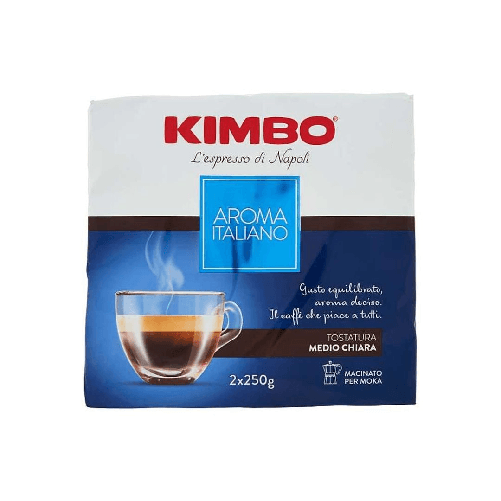 Kimbo aroma italiano caffe' macinato per moka confezione da 2x250 grammi