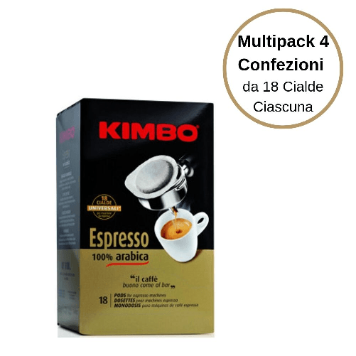 Kimbo espresso 100% arabica caffe' in cialde multipack da 4 confezioni da 18 cialde ciascuna