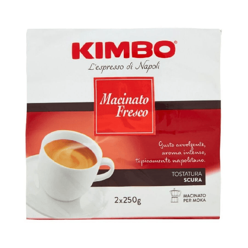Kimbo macinato fresco caffe' macinato per moka confezione da 2x250 grammi