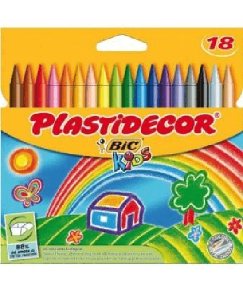 Bic-Kids-Plastistecor-Box-di-18-penchi-di-cera---Extrasist---Facile-da-prendere-in-punto---Non-macchiarsi