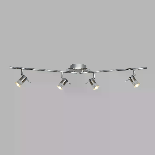 SearchLight Plafoniera Lineare Moderna Ariete Acciaio Cromo Argento 4 Luci Gu10
