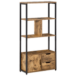 HOMCOM Mobile Libreria con 3 Ripiani, Armadietto e 2 Cassetti, in Truciolato e Metallo, 58x24x122 cm