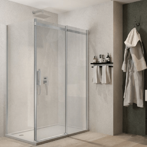 Ix box shower lato fisso calla lf116 cristallo 6 millimetri chrome *** misure 77-79xh195 cm trasparente