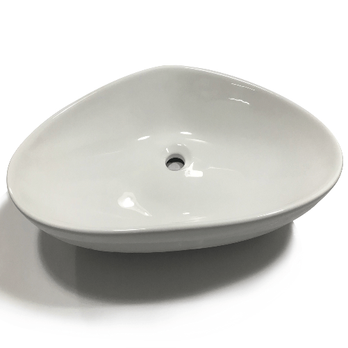 Ogomondo lavabo da appoggio triangolare in ceramica bianco lucido