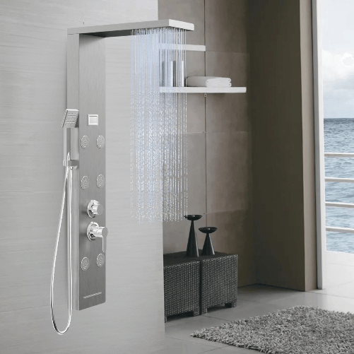 OGOMONDO  Colonna doccia york acciaio 4 funzioni display controllo temperatura 2 finiture *** finitura