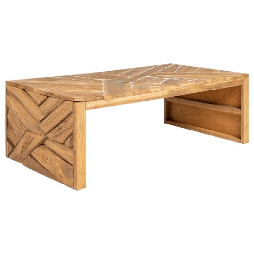 VidaXL Tavolino da Salotto Massello di Teak Stile Erosione 110x35x38cm