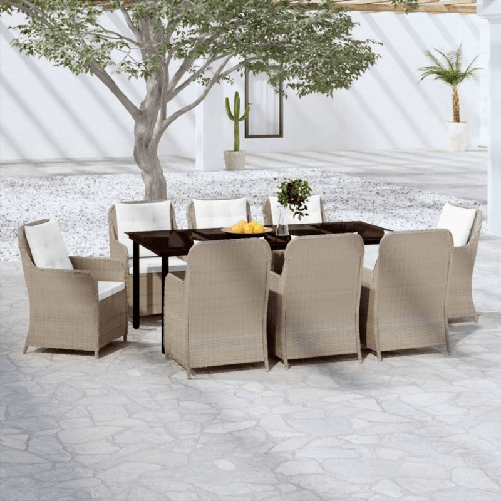 VidaXL Set Mobili da Pranzo per Giardino 9 pz Marrone