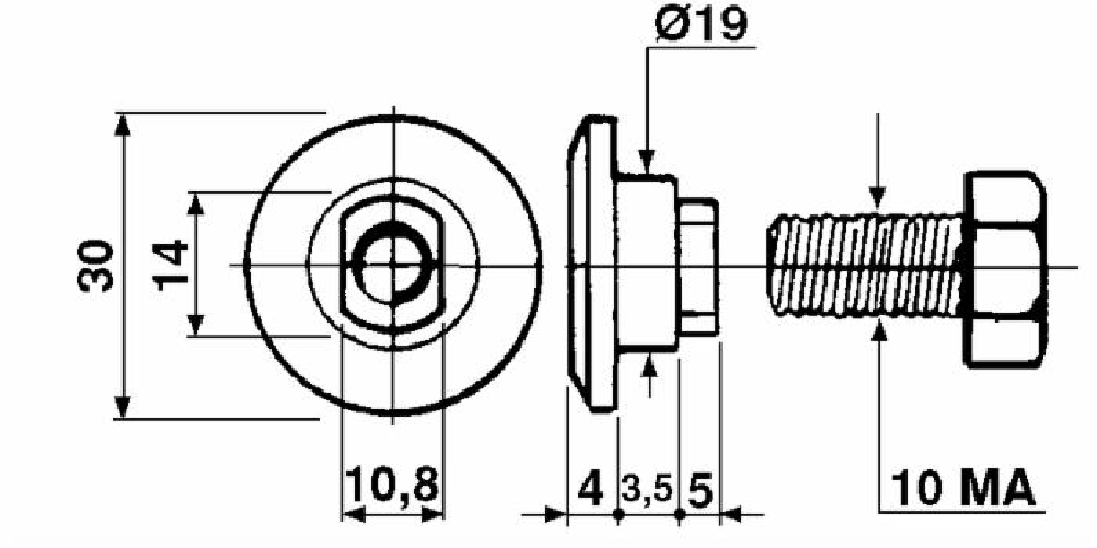 Ama Piattello Portalama con Bullone BCS 562296140 + 311122081 confezione da 5 pezzi