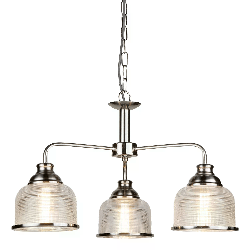 SearchLight Lampadario Contemporaneo Bistrot Ii Acciaio Argento Vetro 3 Luci E27