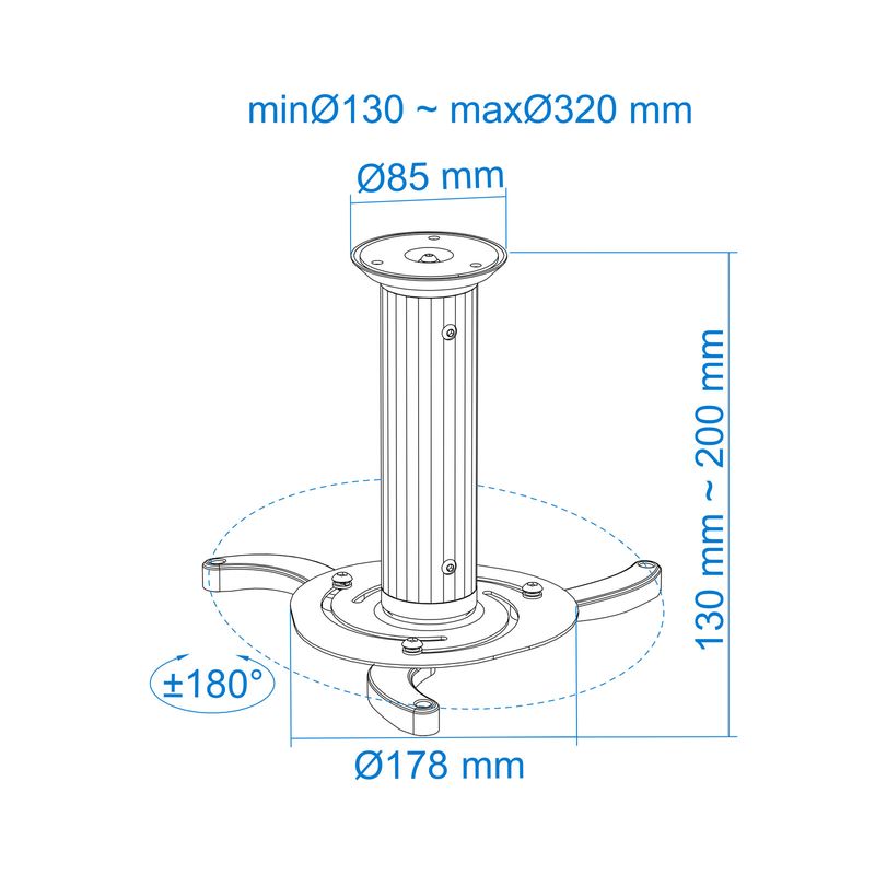 TooQ-PJ1010TN-B-supporto-per-proiettore-Soffitto-Nero