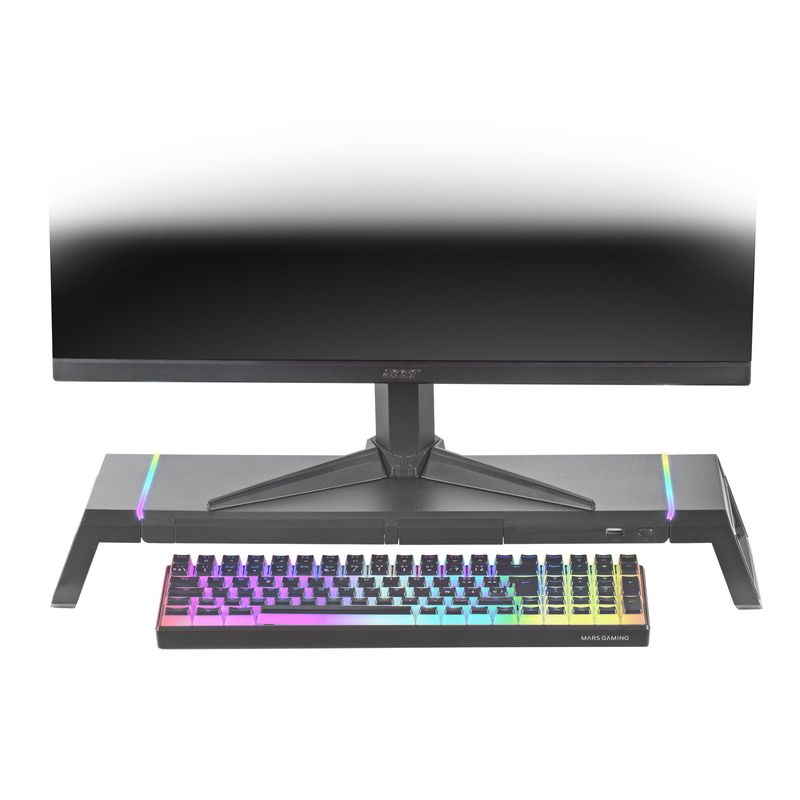 Mars-Gaming-Soporte-Premium-para-Monitor-MGS-ONE---Ajustable-3-Tamaños---Iluminacion-Chroma-RGB---USB-2.0---Cajon-Almace