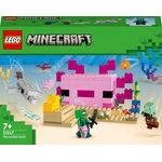 LEGO Minecraft 21247 La Casa dell’Axolotl, Base Subacquea Rosa con Esploratore Subacqueo, Zombie, per Bambini da 7 anni