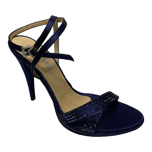 TIFFI SCARPE SANDALI DECOLTE TACCO DONNA TIFFI T28 P10 RASO BLU ORIGINALE PE