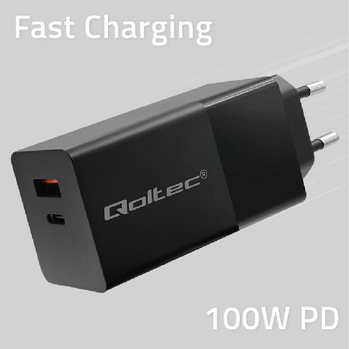 Qoltec Caricabatterie da Parete Qoltec 52382 Nero 100 W (1 Unità)