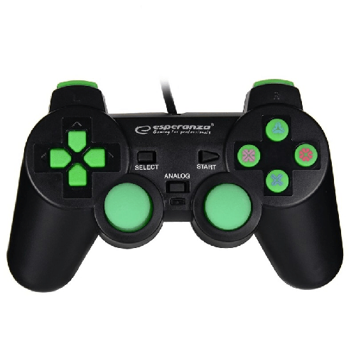 Esperanza Controller Gaming Esperanza EGG107G USB 2.0 Nero Verde PC PlayStation 3