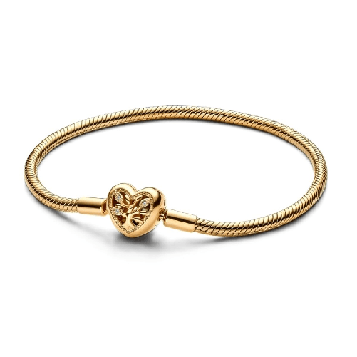 Pandora Bracciale Donna Pandora FAMILY TREE HEART CLASP SNAKE CHAIN - SIZE 18 18 cm Dorato