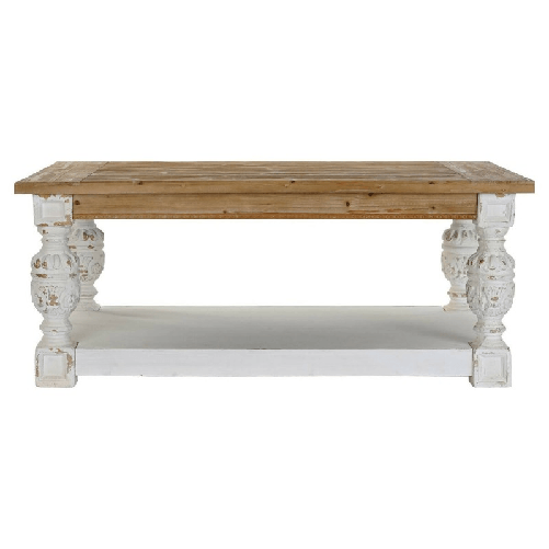 DKD Home Decor  Tavolo aggiuntivo DKD Home Decor Abete Alluminio Bianco Marrone Chiaro 120 x 70 x 50 cm Legno MDF
