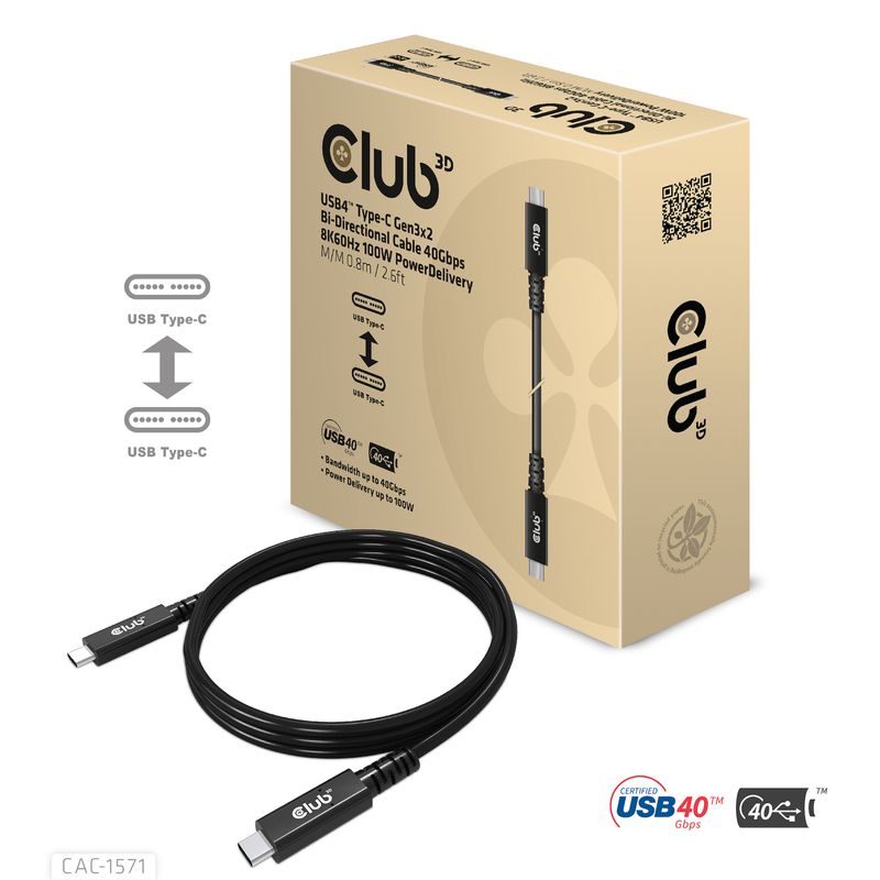 CLUB3D-CAC-1571-cavo-USB-08-m-USB4-Gen-3x2-USB-C-Nero