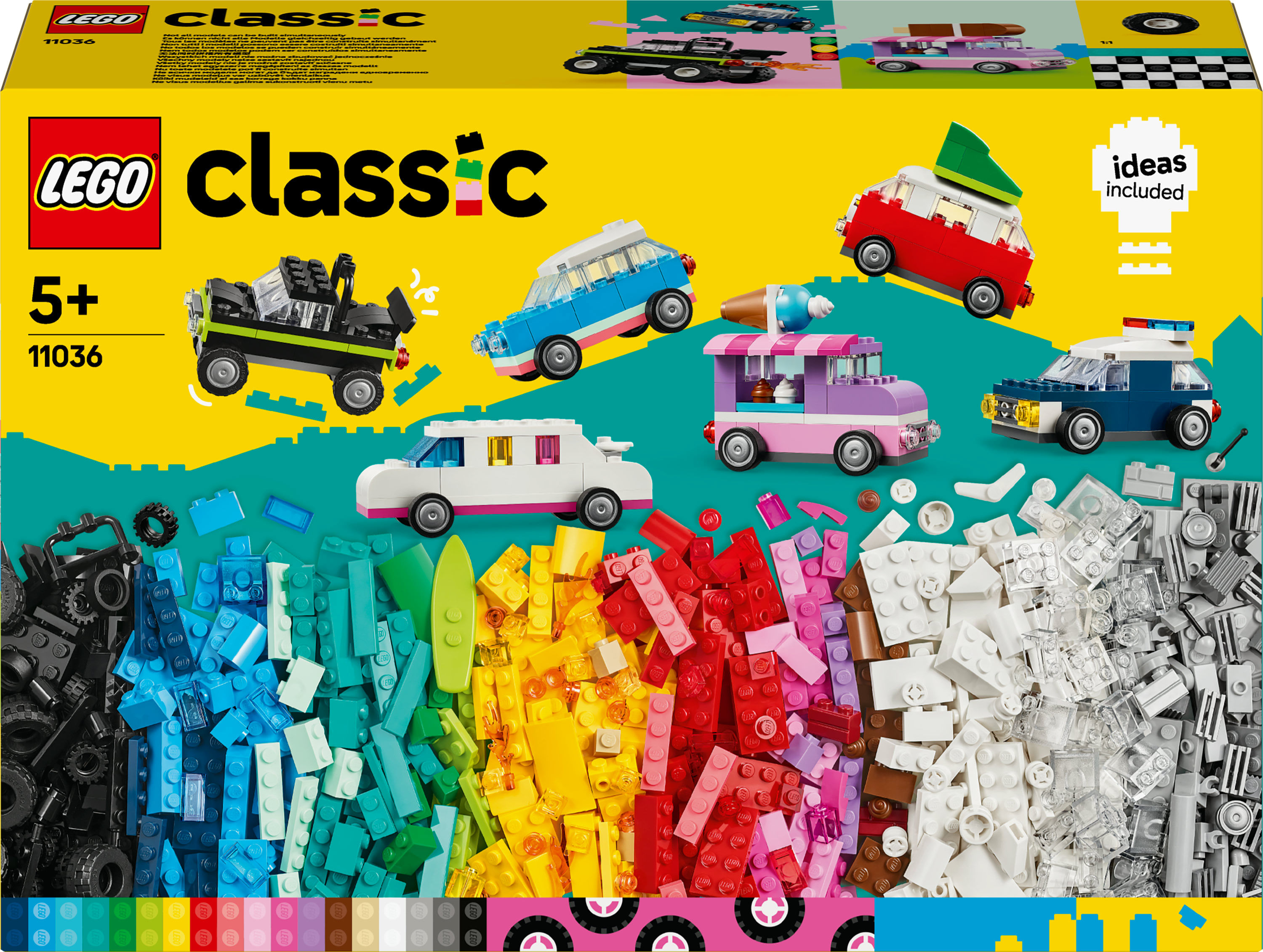 LEGO Classic 11036 Veicoli Creativi, Modellini di Auto in Mattoncini, Macchine Giocattolo per Bambini e Bambine 5+ Anni