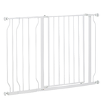 PawHut Cancelletto di Sicurezza per Cani in Acciaio e ABS, Estensibile 75-115cm per Scale e Porte, Bianco