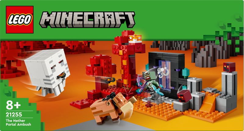 LEGO-Minecraft-21255-Agguato-nel-Portale-del-Nether-Gioco-per-Bambini-di-8--Anni-Set-con-Scene-di-Battaglia-e-Personaggi