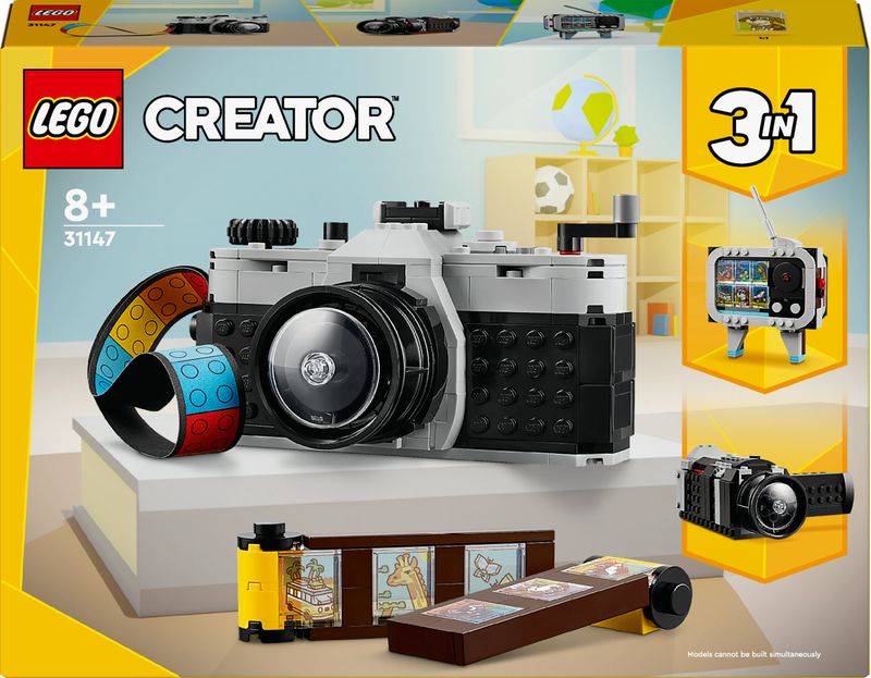 LEGO-Creator-31147-3in1-Fotocamera-Retro-Giochi-per-Bambini-8--Anni-Macchina-Fotografica-Trasformabile-in-Videcamera-o-TV