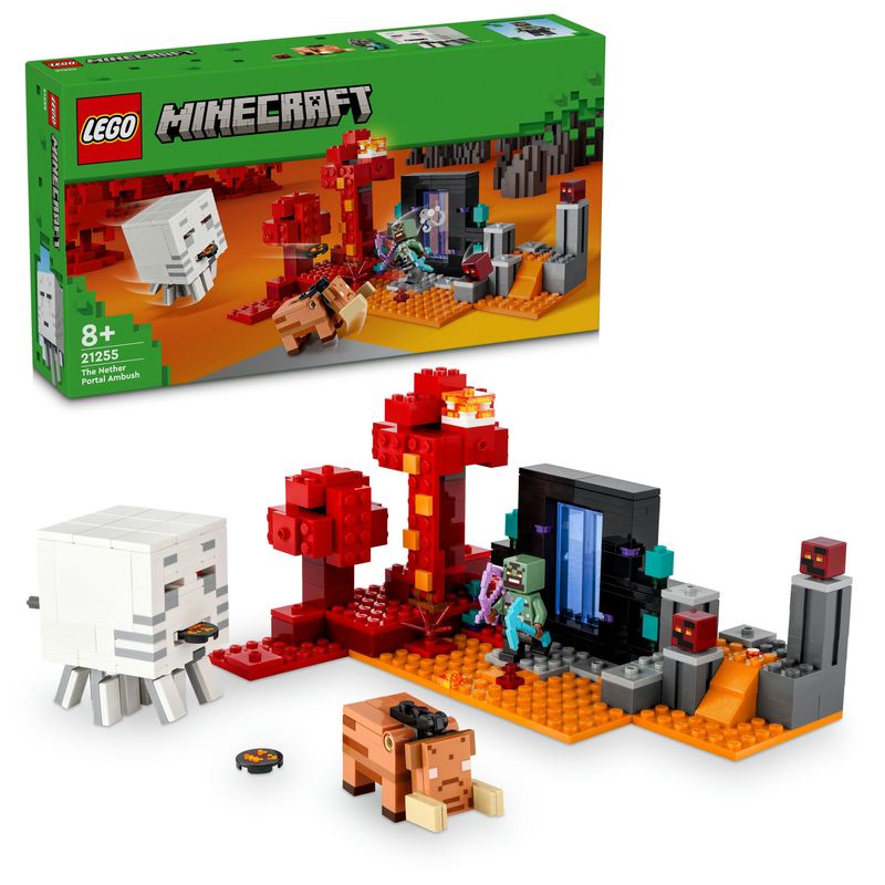 LEGO-Minecraft-21255-Agguato-nel-Portale-del-Nether-Gioco-per-Bambini-di-8--Anni-Set-con-Scene-di-Battaglia-e-Personaggi