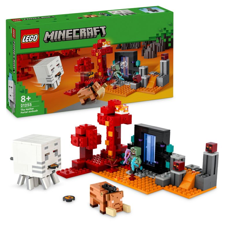 LEGO-Minecraft-21255-Agguato-nel-Portale-del-Nether-Gioco-per-Bambini-di-8--Anni-Set-con-Scene-di-Battaglia-e-Personaggi