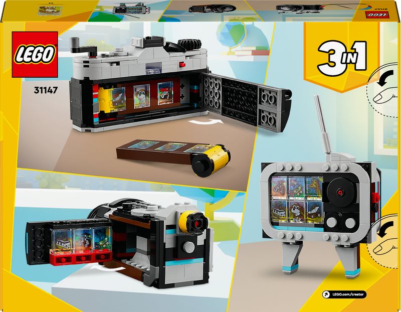 LEGO-Creator-31147-3in1-Fotocamera-Retro-Giochi-per-Bambini-8--Anni-Macchina-Fotografica-Trasformabile-in-Videcamera-o-TV