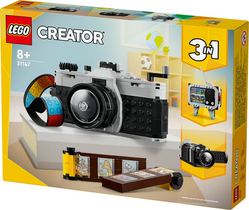 LEGO-Creator-31147-3in1-Fotocamera-Retro-Giochi-per-Bambini-8--Anni-Macchina-Fotografica-Trasformabile-in-Videcamera-o-TV