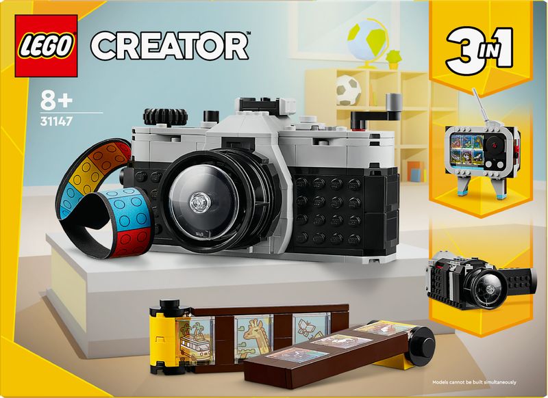 LEGO-Creator-31147-3in1-Fotocamera-Retro-Giochi-per-Bambini-8--Anni-Macchina-Fotografica-Trasformabile-in-Videcamera-o-TV