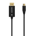 Aisens-Cable-Conversor-Aluminio-USB-C-a-Displayport-8K-60Hz---USB-C-M-DP-M---1.8m---Color-Negro