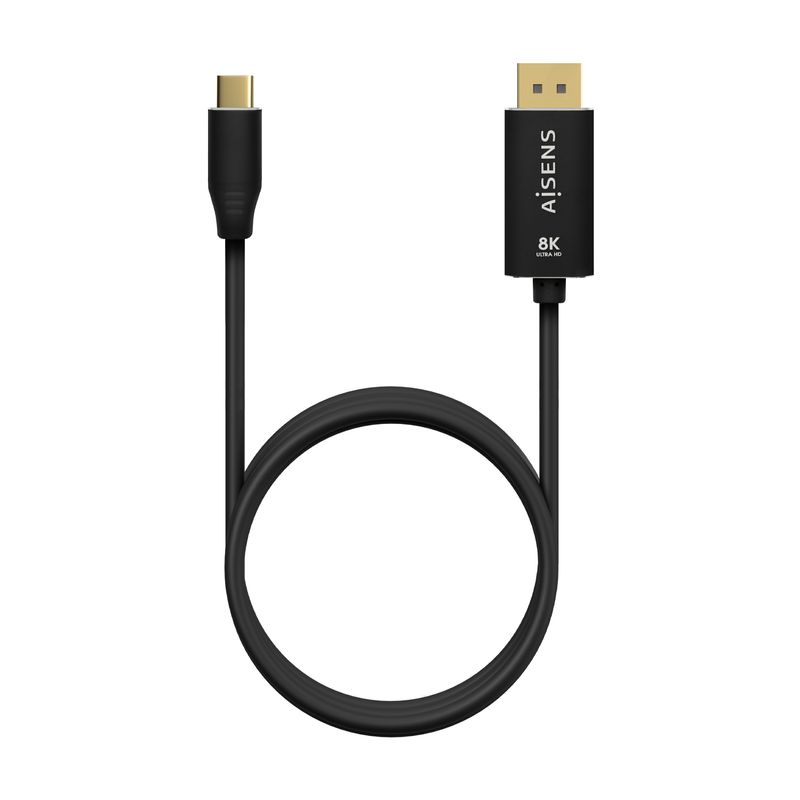 Aisens-Cable-Conversor-Aluminio-USB-C-a-Displayport-8K-60Hz---USB-C-M-DP-M---1.8m---Color-Negro