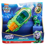 Spin Master PAW Patrol , Veicolo Trasformabile Aqua Pups di Rocky per Avventure Marine, Personaggio di Rocky incluso