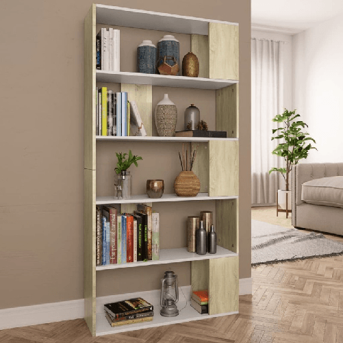 VidaXL Libreria/Divisorio Bianco e Rovere Sonoma 80x24x159 cm