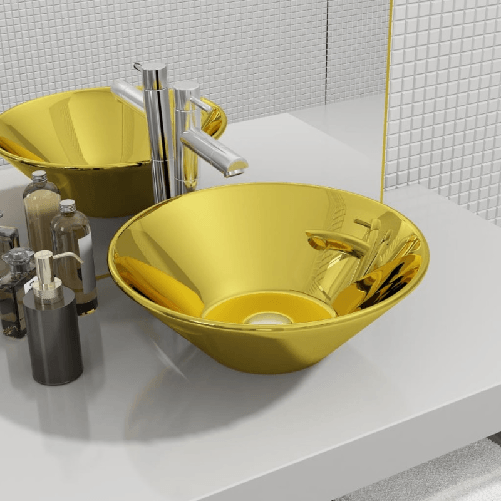 VidaXL Lavandino 42x14 cm in Ceramica Oro