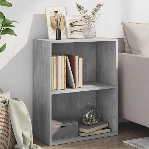 VidaXL Libreria 2 Ripiani Grigio Cemento 60x30x76,5 Legno Multistrato