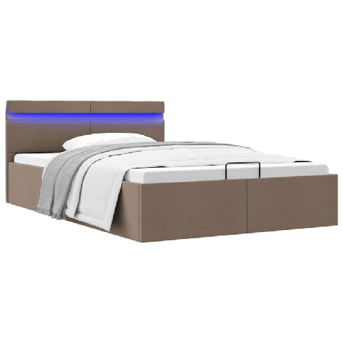 VidaXL Giroletto con Contenitore e LED Tortora Tessuto 140x200 cm
