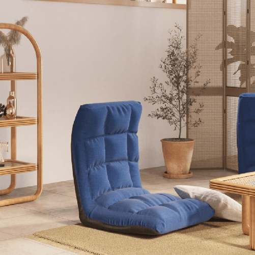 VidaXL Sedia a Sdraio da Terra Pieghevole Blu in Tessuto
