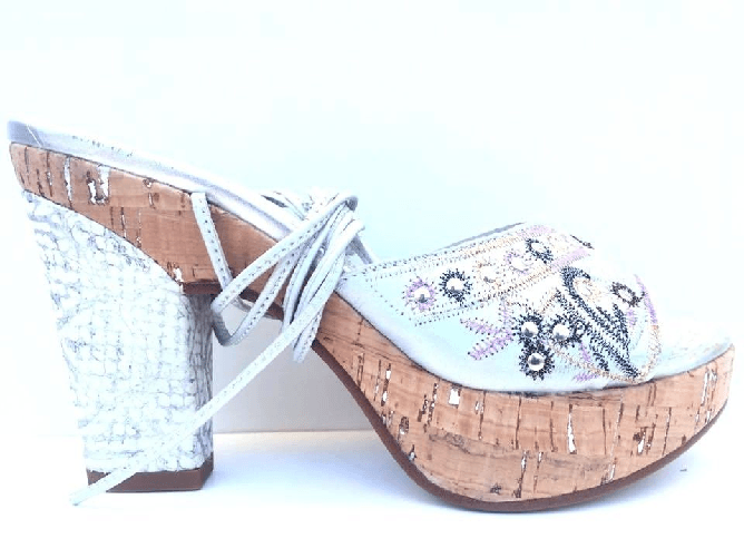 EKOS SCARPE ZEPPA SANDALO SANDALI DONNA EKOS ORIGINALE 8775P PELLE SHOES ARGENTO NEW
