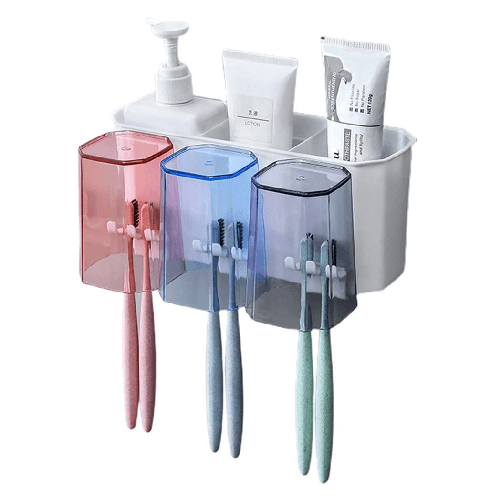 TrAdE Shop Traesio  Portaspazzolino Creativo Da Parete Per Dentifricio Con Cuscinetti Adesivi Per Bagno -