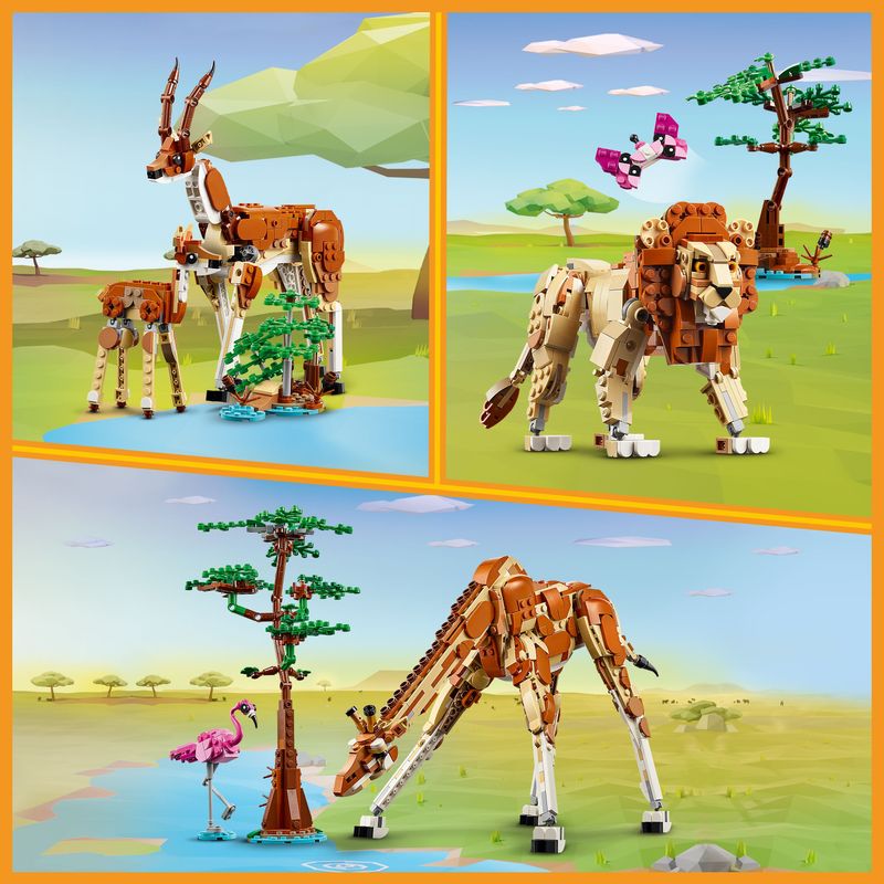 LEGO-Creator-31150-3in1-Animali-del-Safari-Giocattolo-Trasformabile-da-Giraffa-in-2-Gazzelle-o-Leone--Giochi-per-Bambini-9-