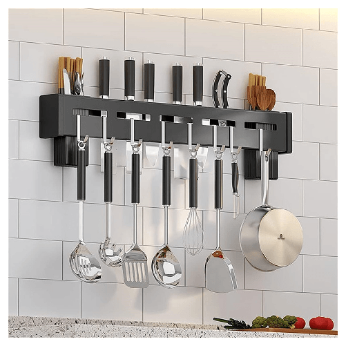 TrAdE Shop Traesio  Supporto Per Coltelli In Acciaio Multifunzionale A Parete Mensola Da Cucina 50 Cm -