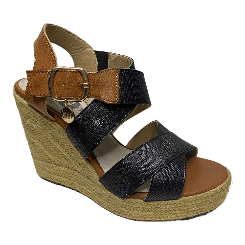 XTI SCARPE SANDALO SANDALI ZEPPA DONNA XTI SANDALIA PELLE NERO ORIGINALE PE