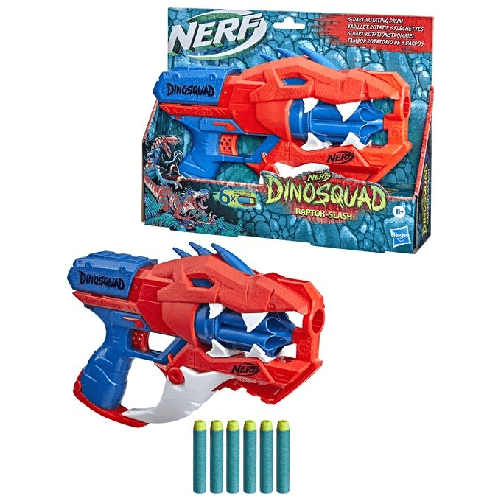 Nerf-DinoSquad---Blaster-lancia-dardi-Raptor-Slash-con-tamburo-rotante-da-6-dardi-azione-raffica-di-colpi-include-6-dardi-originali-Elite